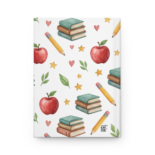 Teacher Apple & Books Hardcover Journal — School Notebook for Teachers, Students & Back to School