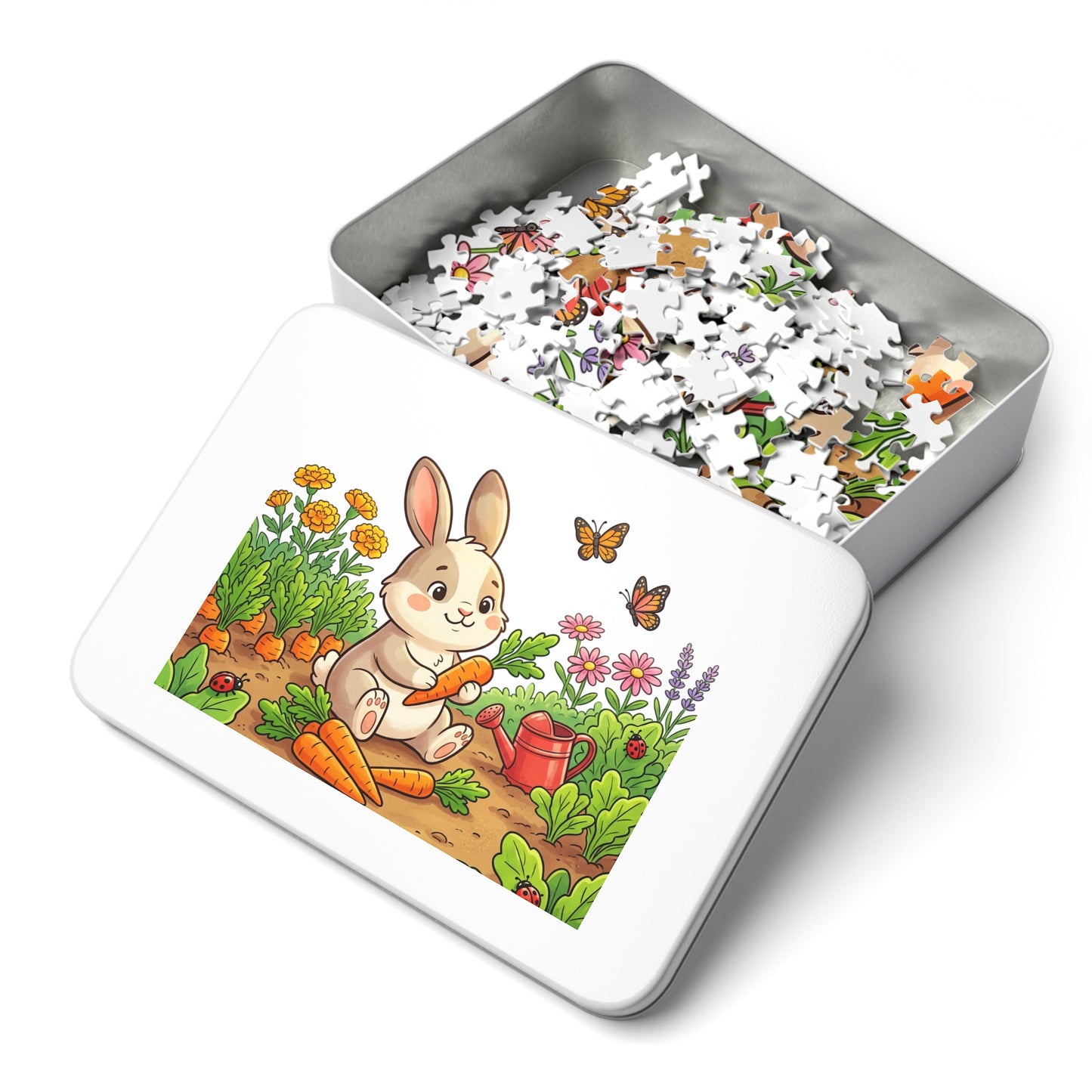 Bunny Jigsaw Puzzle for Kids 252 Pieces — Garden Animal Puzzle with Gift Tin