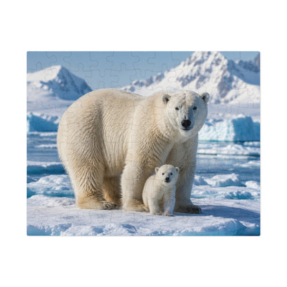 Polar Bear Mother & Cub Puzzle Tin — 500-Piece Wildlife Jigsaw Gift