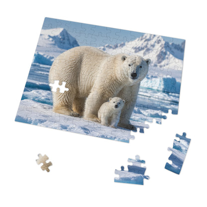 Polar Bear Mother & Cub Puzzle Tin — 500-Piece Wildlife Jigsaw Gift