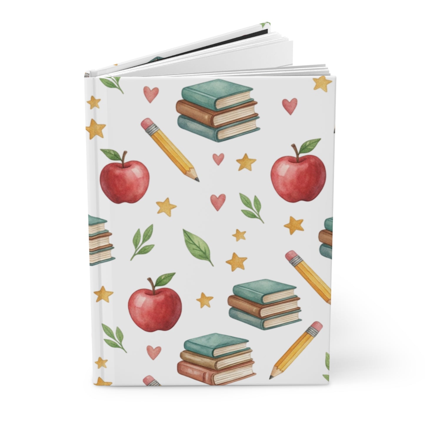 Teacher Apple & Books Hardcover Journal — School Notebook for Teachers, Students & Back to School