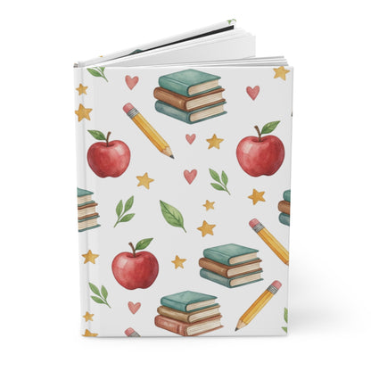 Teacher Apple & Books Hardcover Journal — School Notebook for Teachers, Students & Back to School