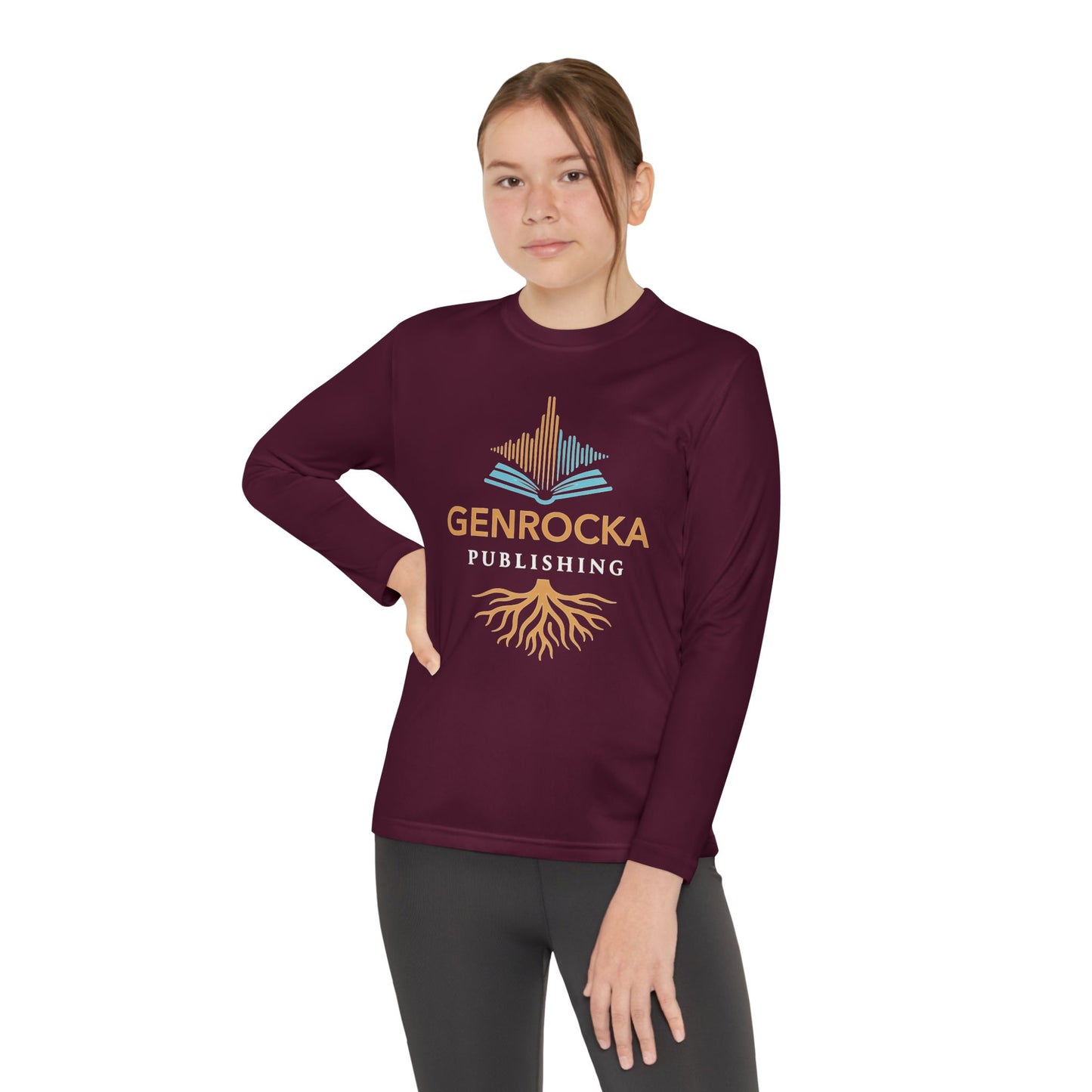 GenRocka Youth Long Sleeve Tee – Roots & Wave Logo Performance Shirt