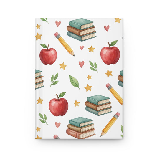 Teacher Apple & Books Hardcover Journal — School Notebook for Teachers, Students & Back to School