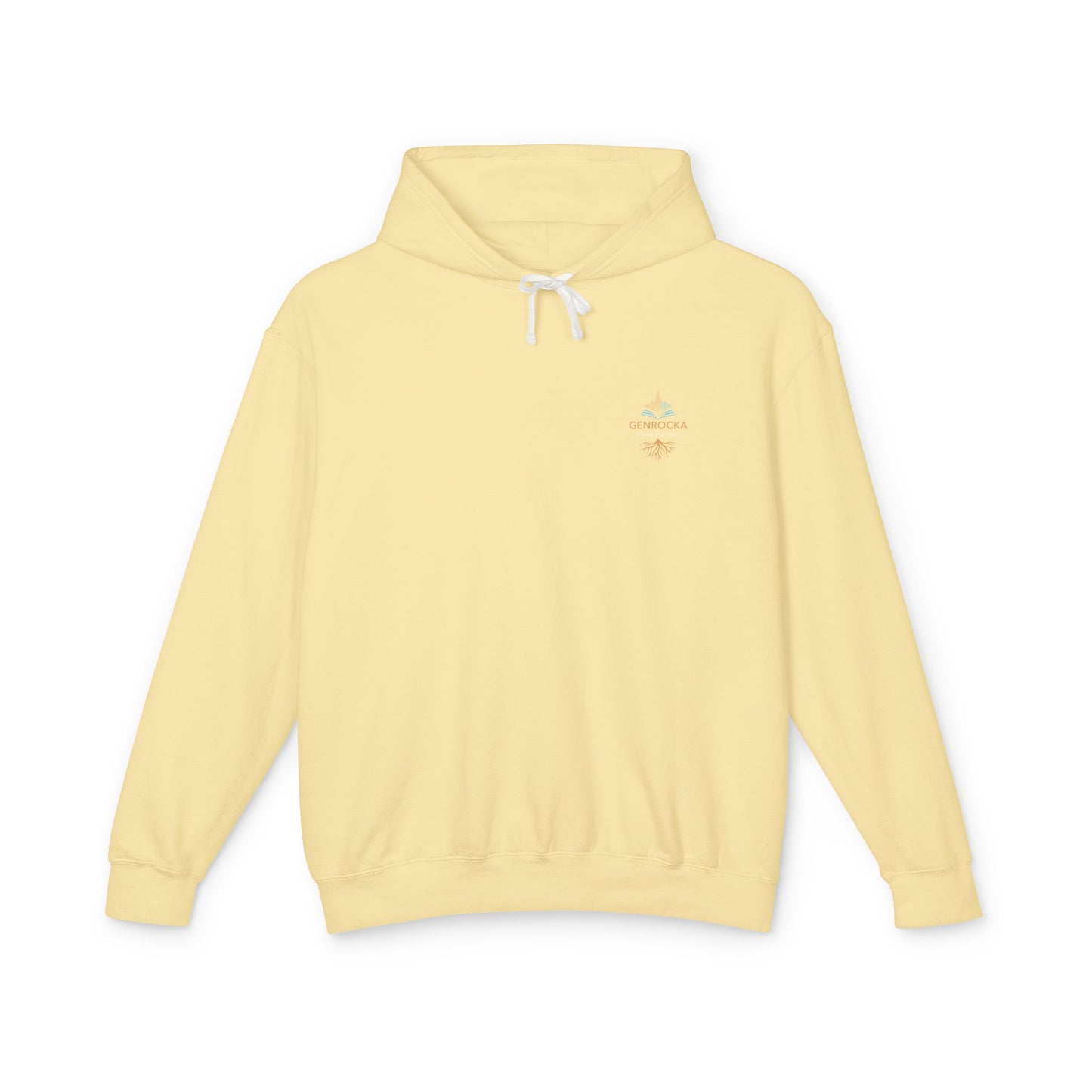 Genrocka Roots Hoodie — Lightweight Cream Hooded Sweatshirt