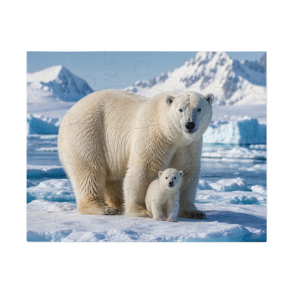 Polar Bear Mother & Cub Puzzle Tin — 500-Piece Wildlife Jigsaw Gift