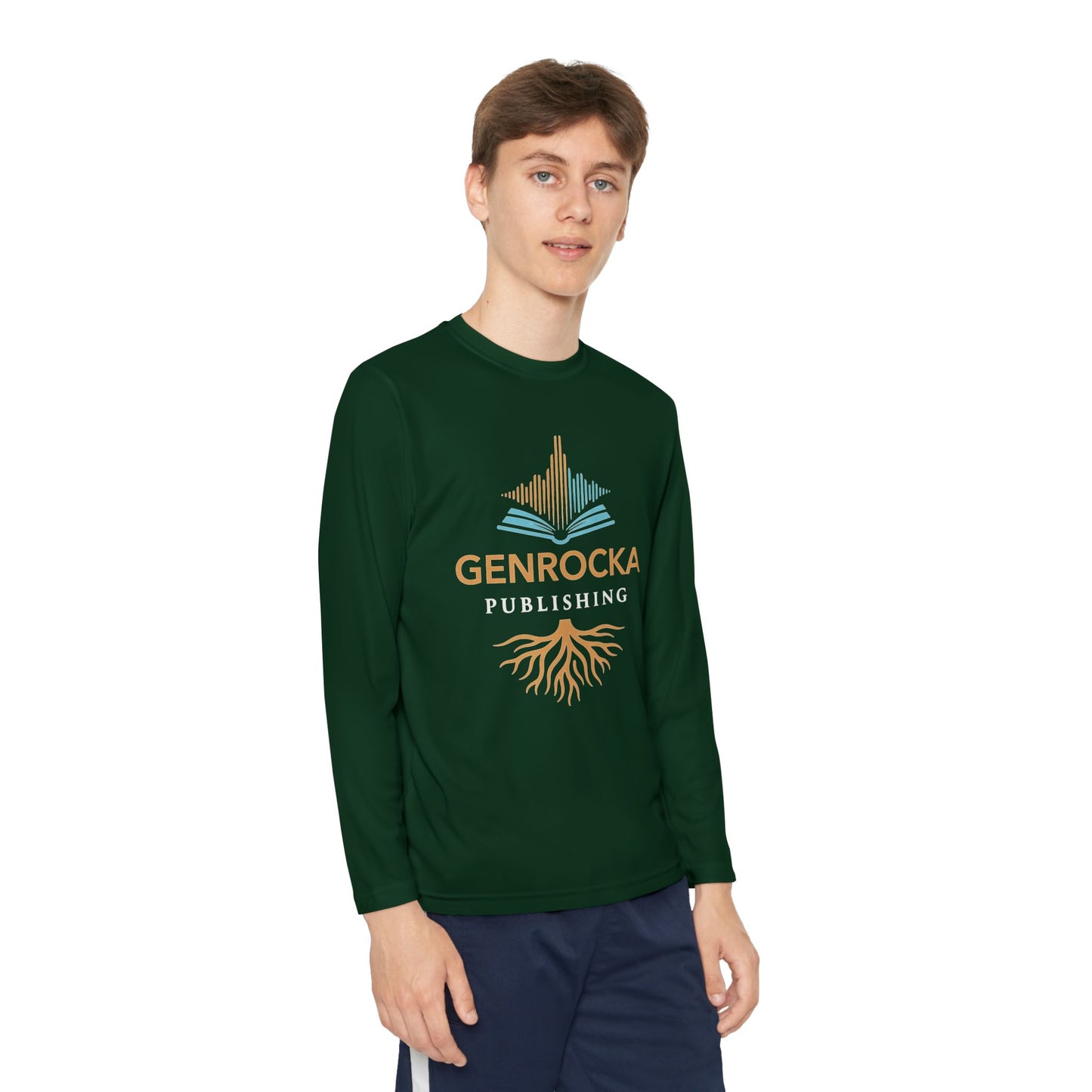 GenRocka Youth Long Sleeve Tee – Roots & Wave Logo Performance Shirt