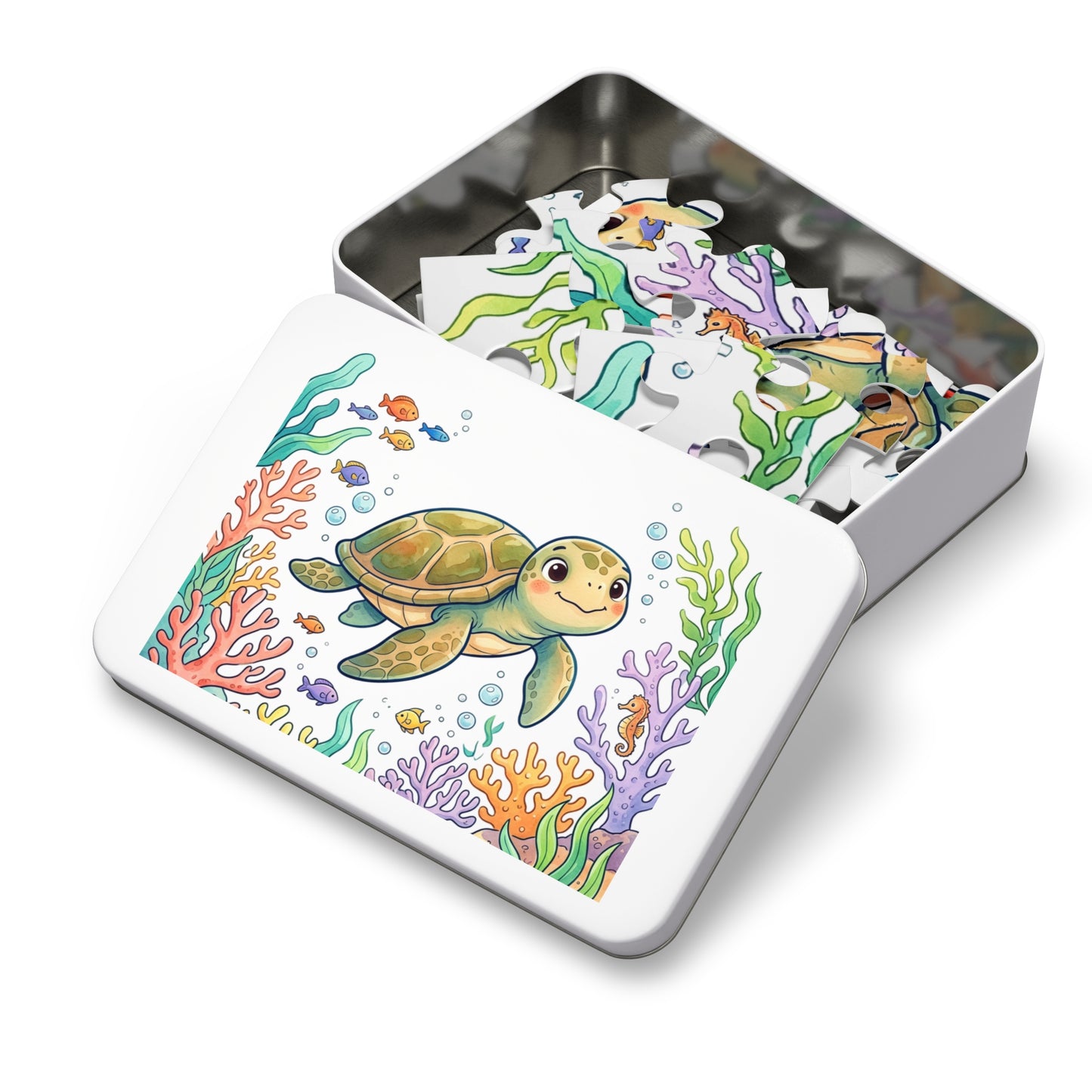 Sea Turtle Jigsaw Puzzle 252 Pieces with Gift Tin — Ocean Animal Puzzle for Kids