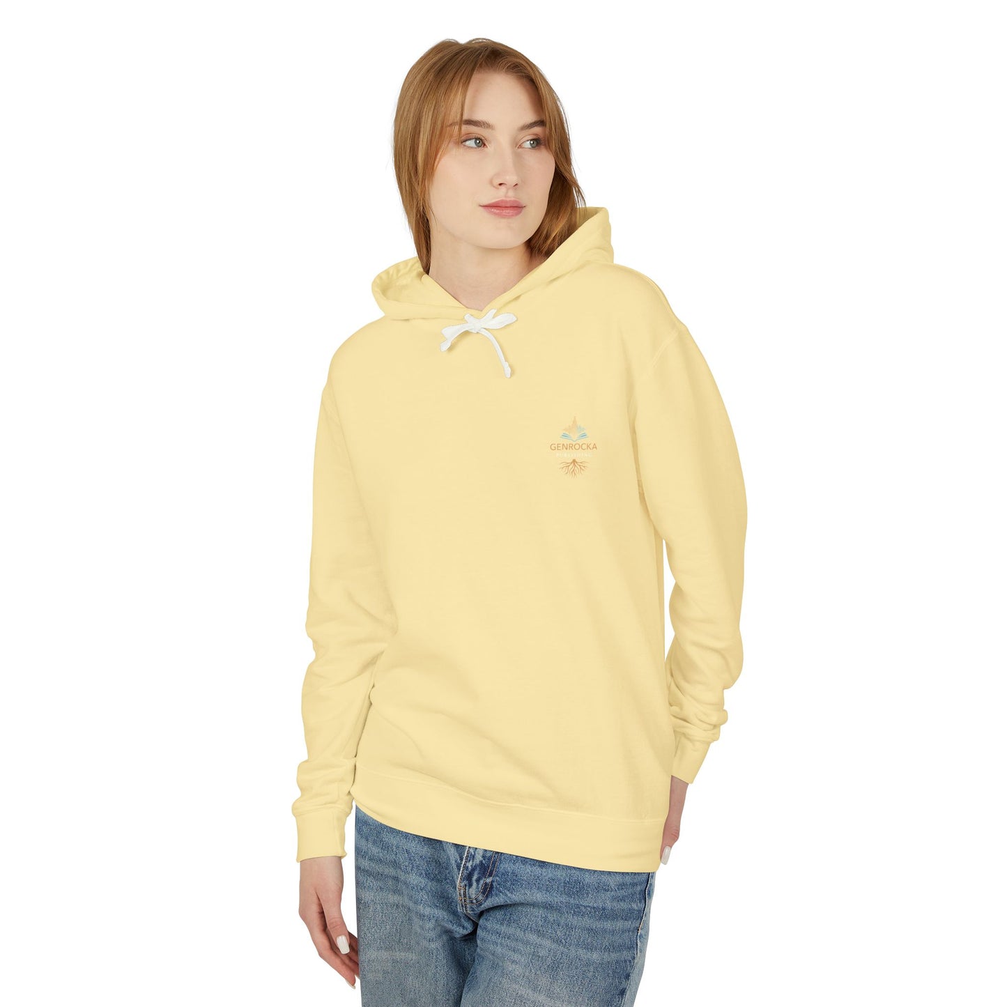 Genrocka Roots Hoodie — Lightweight Cream Hooded Sweatshirt