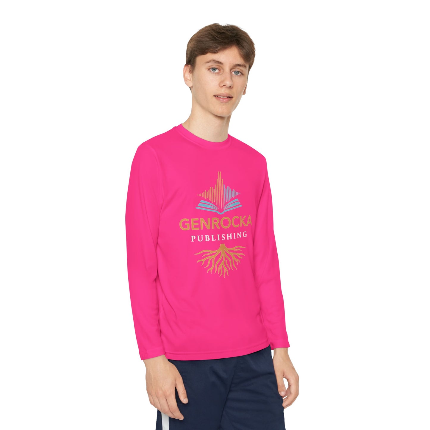 GenRocka Youth Long Sleeve Tee – Roots & Wave Logo Performance Shirt