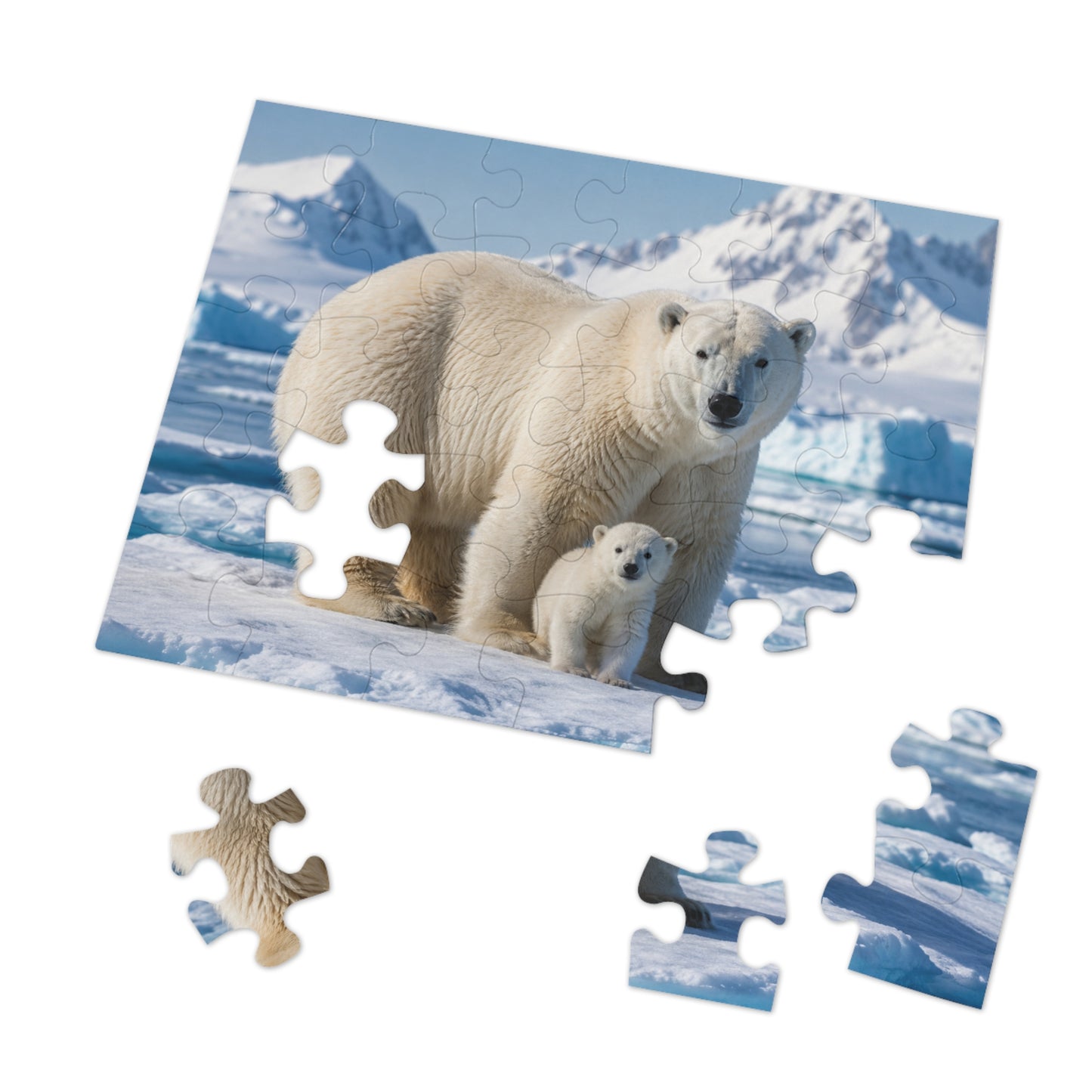 Polar Bear Mother & Cub Puzzle Tin — 500-Piece Wildlife Jigsaw Gift