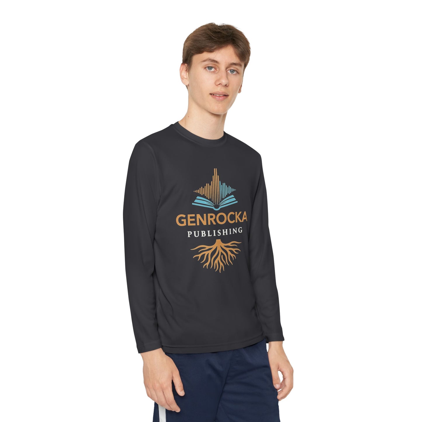 GenRocka Youth Long Sleeve Tee – Roots & Wave Logo Performance Shirt