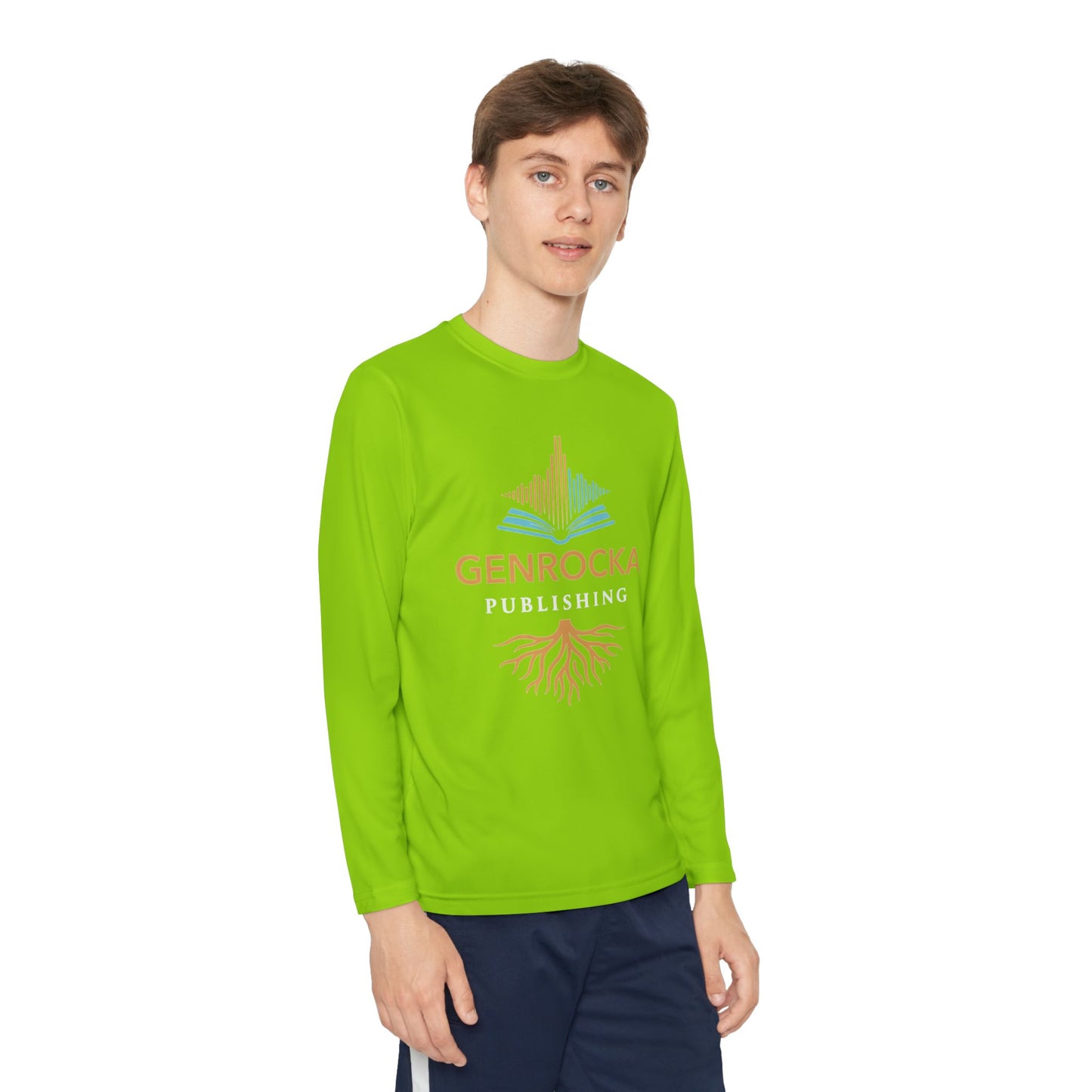 GenRocka Youth Long Sleeve Tee – Roots & Wave Logo Performance Shirt