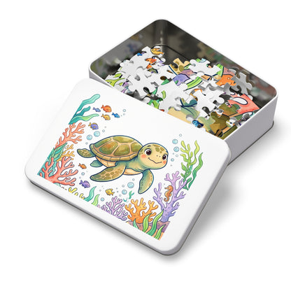 Sea Turtle Jigsaw Puzzle 252 Pieces with Gift Tin — Ocean Animal Puzzle for Kids