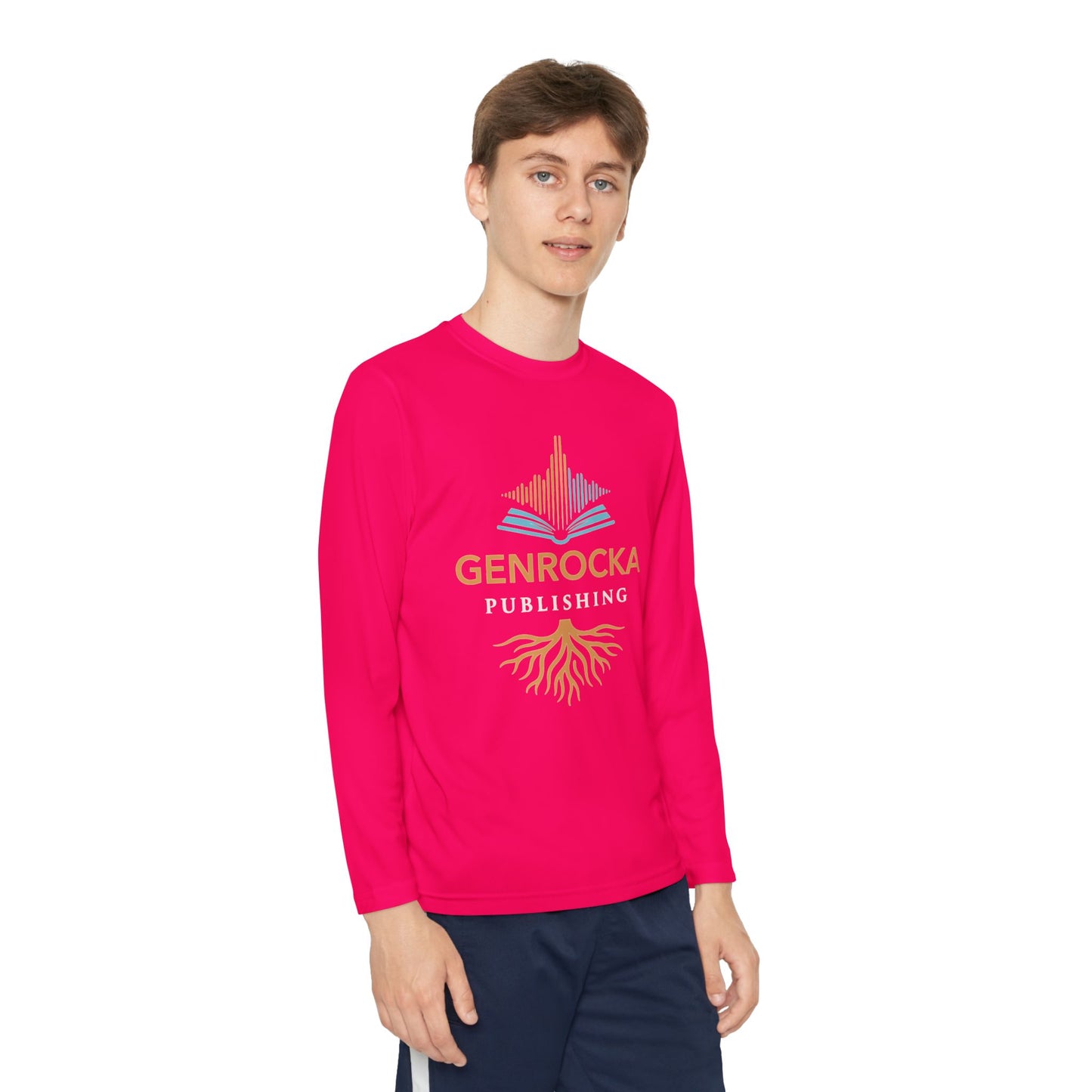 GenRocka Youth Long Sleeve Tee – Roots & Wave Logo Performance Shirt
