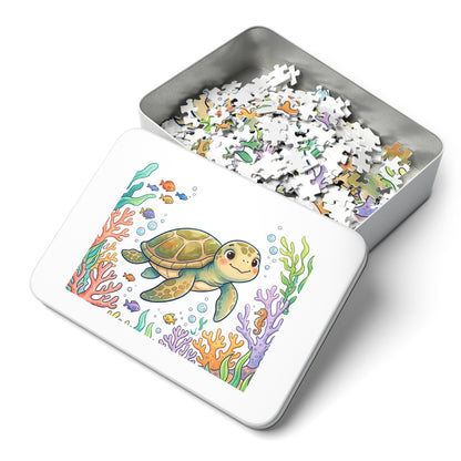Sea Turtle Jigsaw Puzzle 252 Pieces with Gift Tin — Ocean Animal Puzzle for Kids