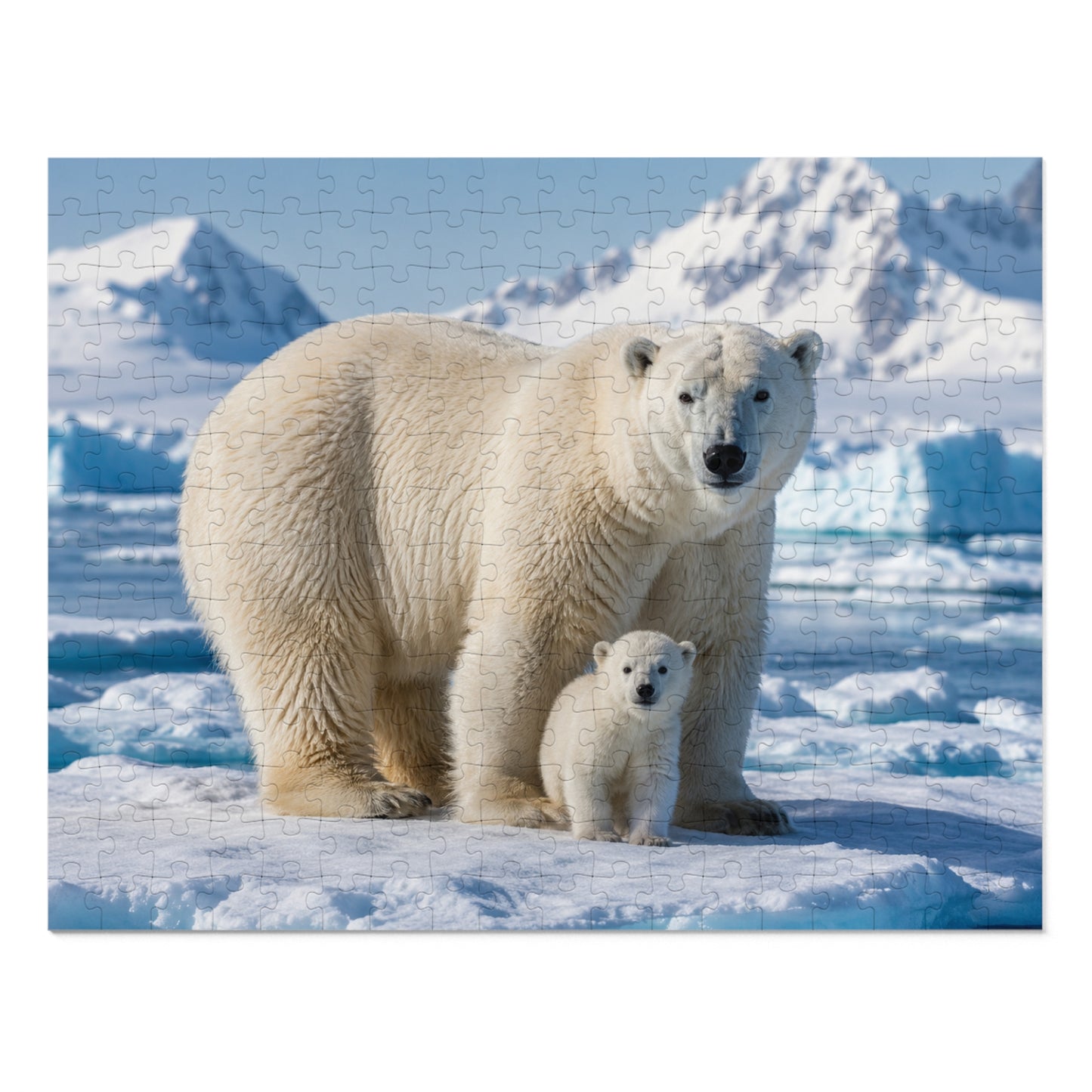 Polar Bear Mother & Cub Puzzle Tin — 500-Piece Wildlife Jigsaw Gift