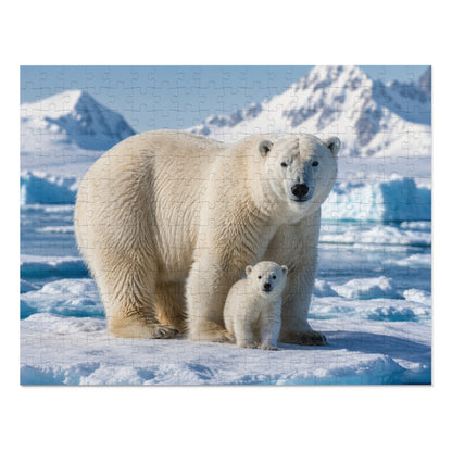 Polar Bear Mother & Cub Puzzle Tin — 500-Piece Wildlife Jigsaw Gift