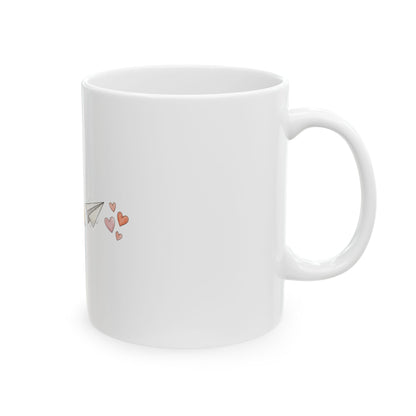 Teacher Appreciation Ceramic Mug — School Icons (Apple, Books, Pencil, Paper Plane)